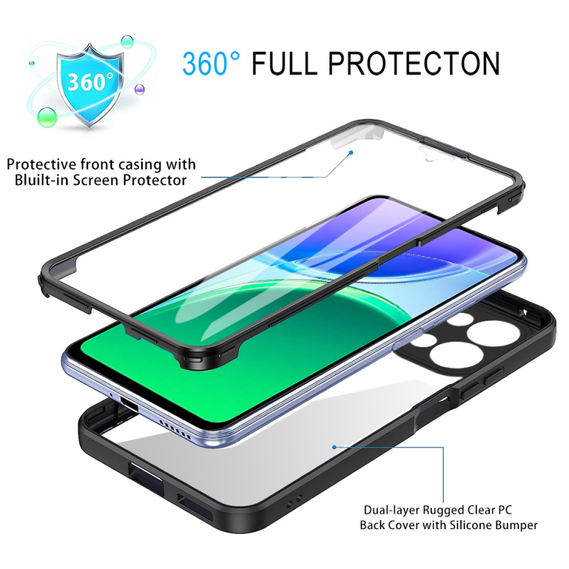 360 Full Protection Case for Vivo Y05 4G Cover Built-in Screen Protector