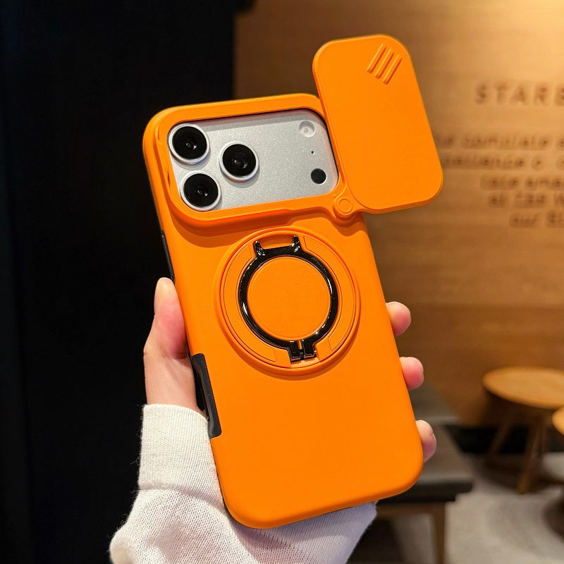 360 Ring Kickstand Hybrid Armor Case Compatible for iPhone 17 Pro Max Slid Camera Lens Protect
