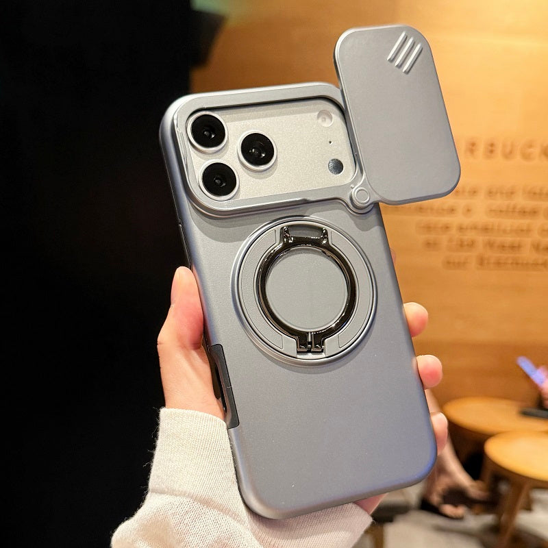 360 Ring Kickstand Hybrid Armor Case Compatible for iPhone 17 Pro Max Slid Camera Lens Protect