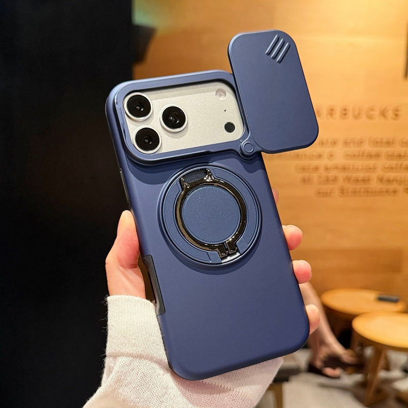 360 Ring Kickstand Hybrid Armor Case Compatible for iPhone 17 Pro Max Slid Camera Lens Protect