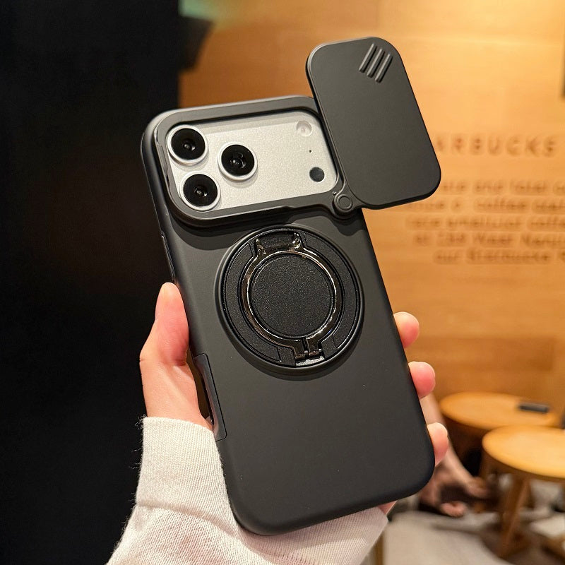 360 Ring Kickstand Hybrid Armor Case Compatible for iPhone 17 Pro Max Slid Camera Lens Protect