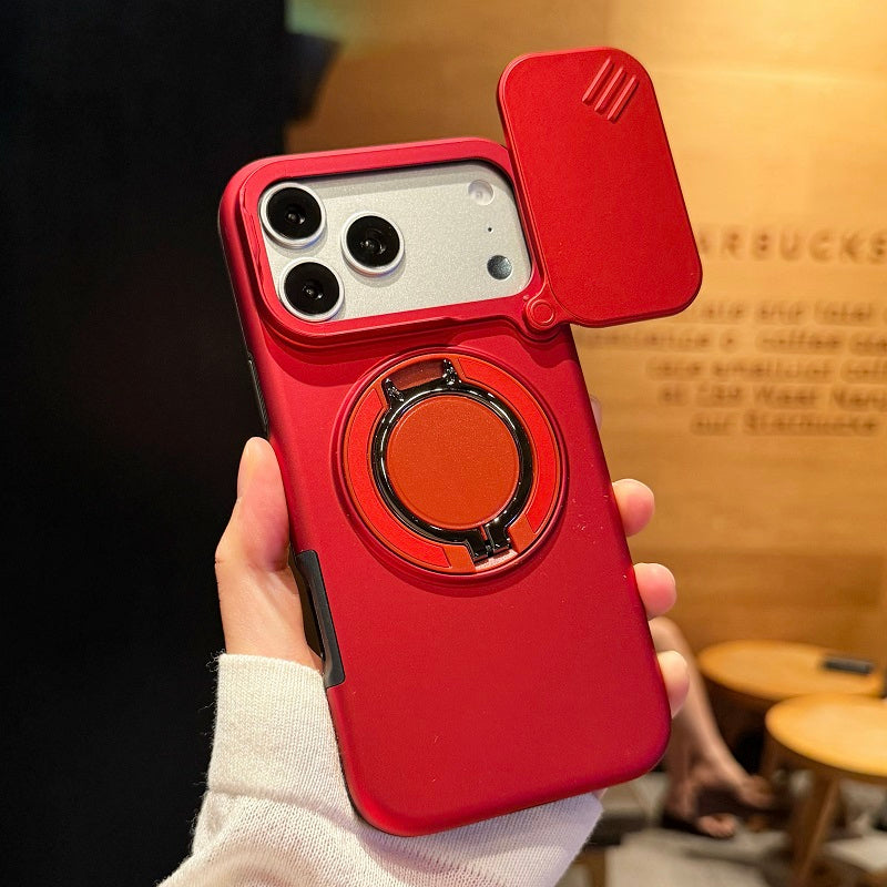360 Ring Kickstand Hybrid Armor Case Compatible for iPhone 17 Pro Max Slid Camera Lens Protect