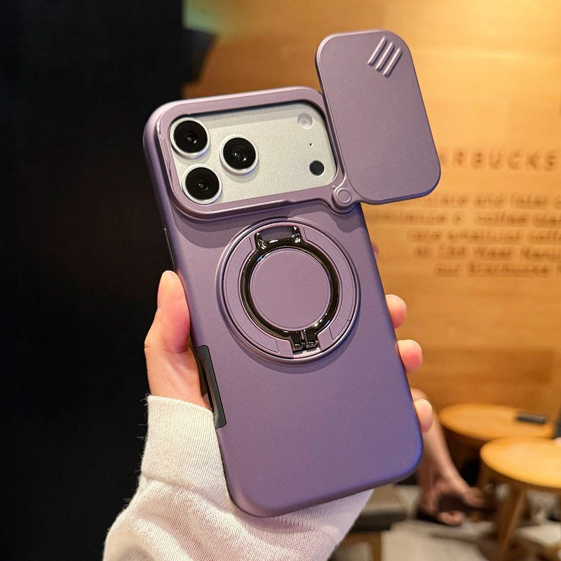 360 Ring Kickstand Hybrid Armor Case Compatible for iPhone 17 Pro Max Slid Camera Lens Protect