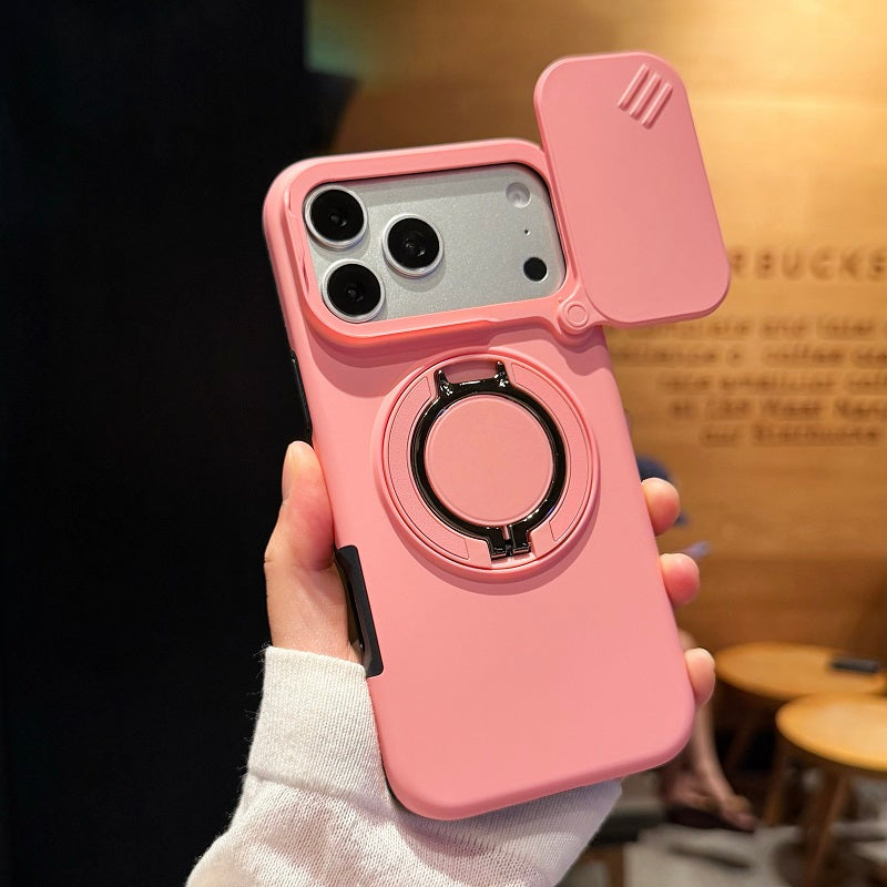 360 Ring Kickstand Hybrid Armor Case Compatible for iPhone 17 Pro Max Slid Camera Lens Protect