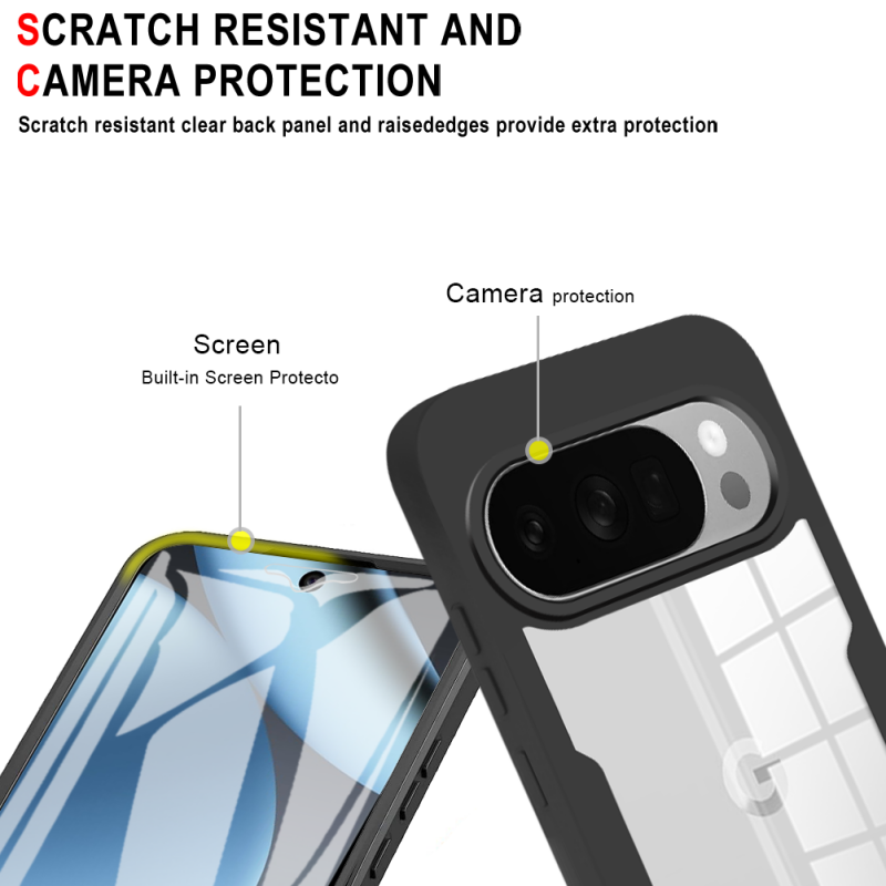 360 Full Protection Case for Google Pixel 10 Pro XL 10 Pro 9 Pro XL 9 Cover Built-in Screen Protector