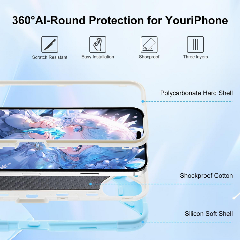 3 In1 Hybrid Armor Shockproof Phone Case