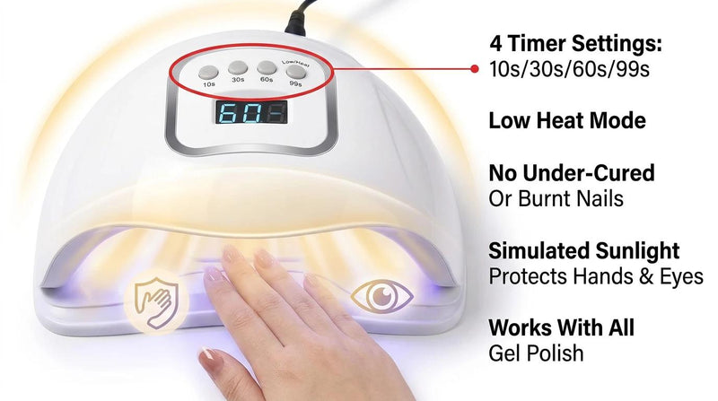 256W UV Nail Lamp with Smart Sensor & Magnetic Base -30 LED Beads, 4 Timers - Removable Ambient Light Basefor Gel Polish - DIY Manicure & Salon Tool