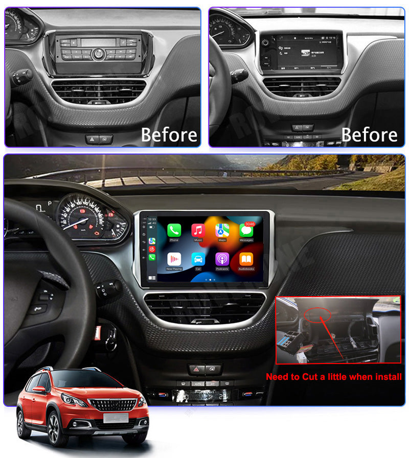 RoverOne Car Stereo Radio Bluetooth CarPlay GPS Navigation for Peugeot 2008 208 1 2012 - 2020