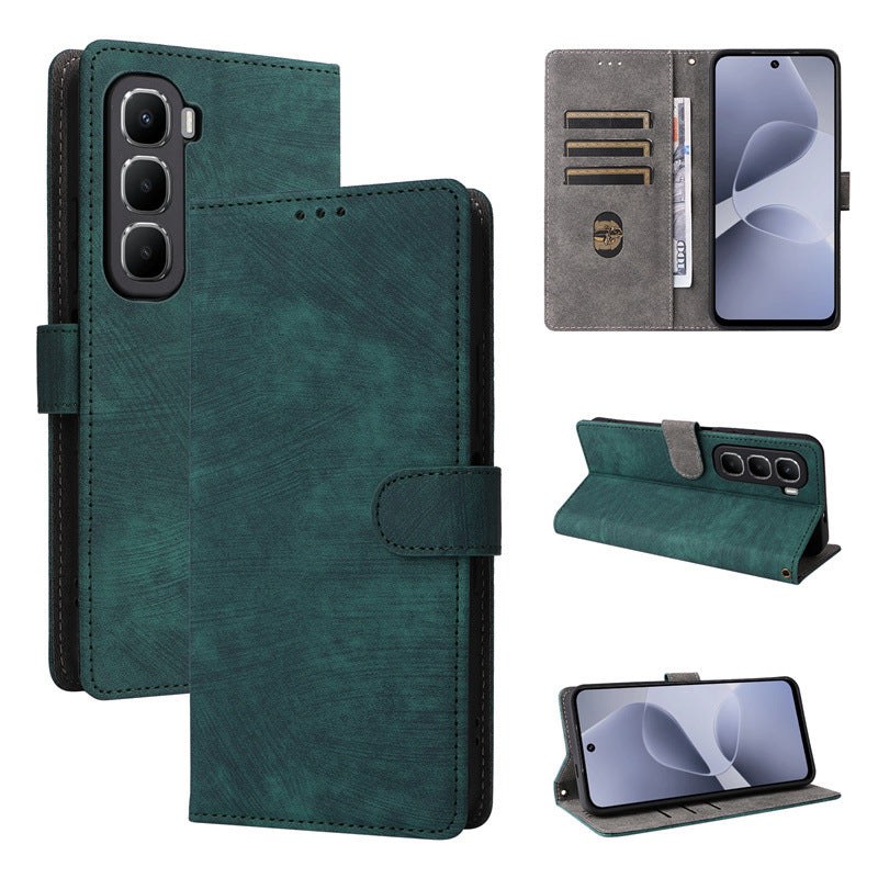 Flip Cover for Infinix Hot 60i 4G PU Leather Phone Case [RFID Blocking] With Hand Strap