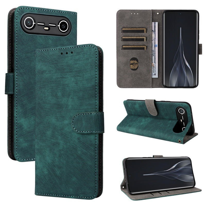 Flip Cover for Tecno Pova Slim PU Leather Phone Case [RFID Blocking] With Hand Strap