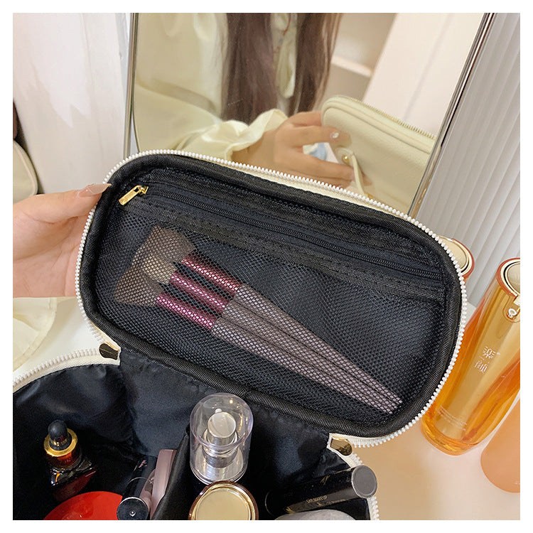 Large-Capacity Solid-Color Versatile Toiletry Bag and Cosmetic Organizer