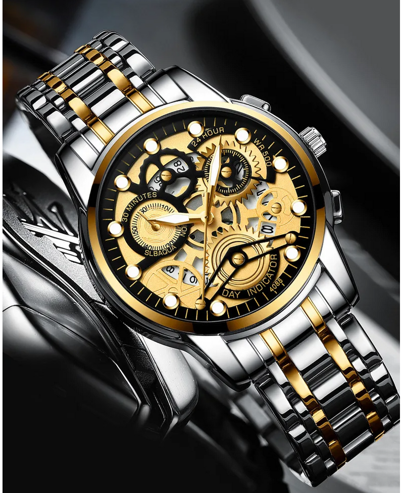 Hollow Out Trendy Quartz Wristwatch Stainless Steel Waterproof