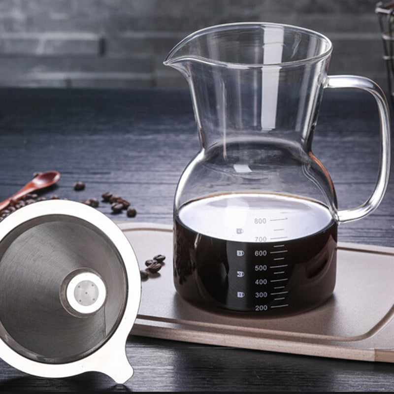 Glass Kettle with Stainless Steel Filter Drip Hot Brewer