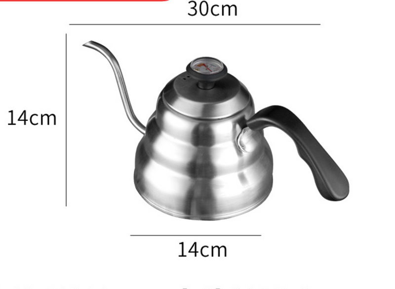 1L stainless steel coffee pot with thermometer