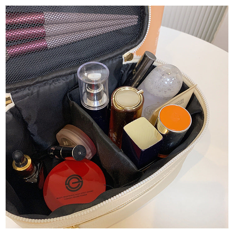 Large-Capacity Solid-Color Versatile Toiletry Bag and Cosmetic Organizer