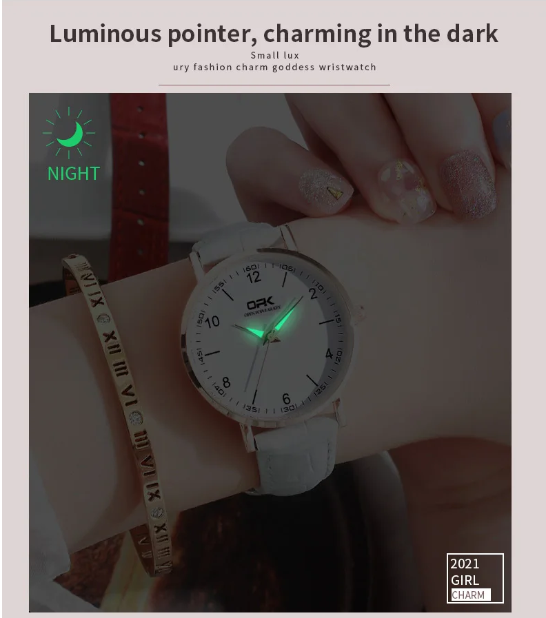 Women Watches Fashionable Watch Arabic Numerals Leather Strap Waterproof Ladies Watches