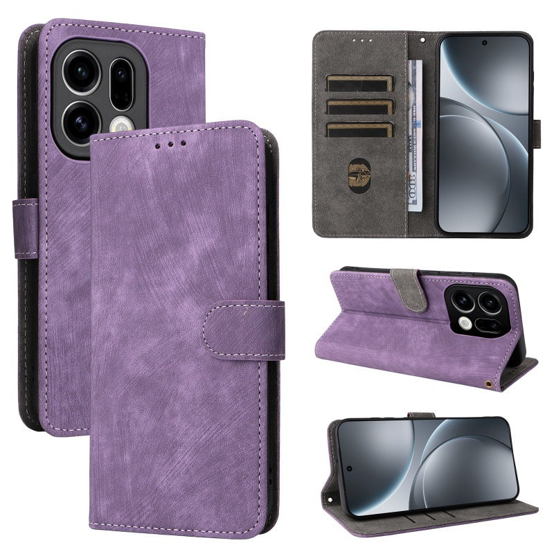 Flip Cover for Oppo Find X9 Pro PU Leather Phone Case [RFID Blocking] With Hand Strap