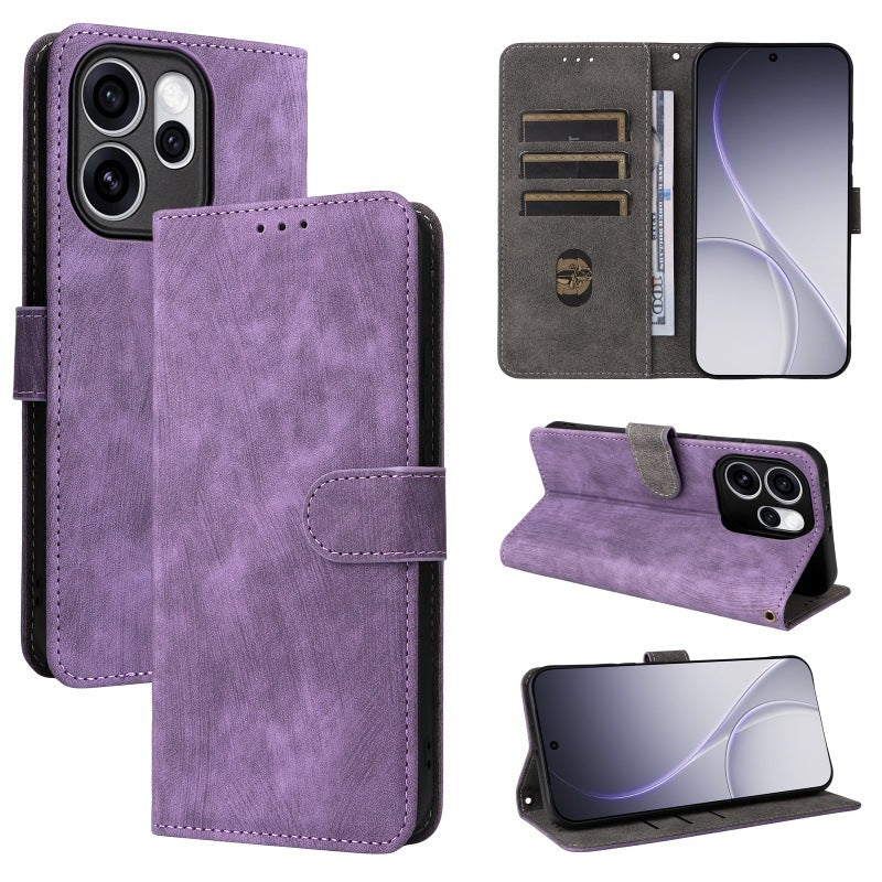 Flip Cover for Oppo Reno15 Pro PU Leather Phone Case [RFID Blocking] With Hand Strap