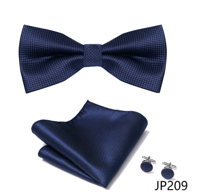 IPSTYLE Men's Bow Tie Set - Pocket Square, Cufflinks and Gift Box