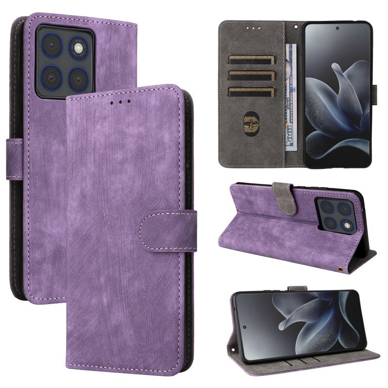 Flip Cover for Motorola Edge 70 PU Leather Phone Case [RFID Blocking] With Hand Strap