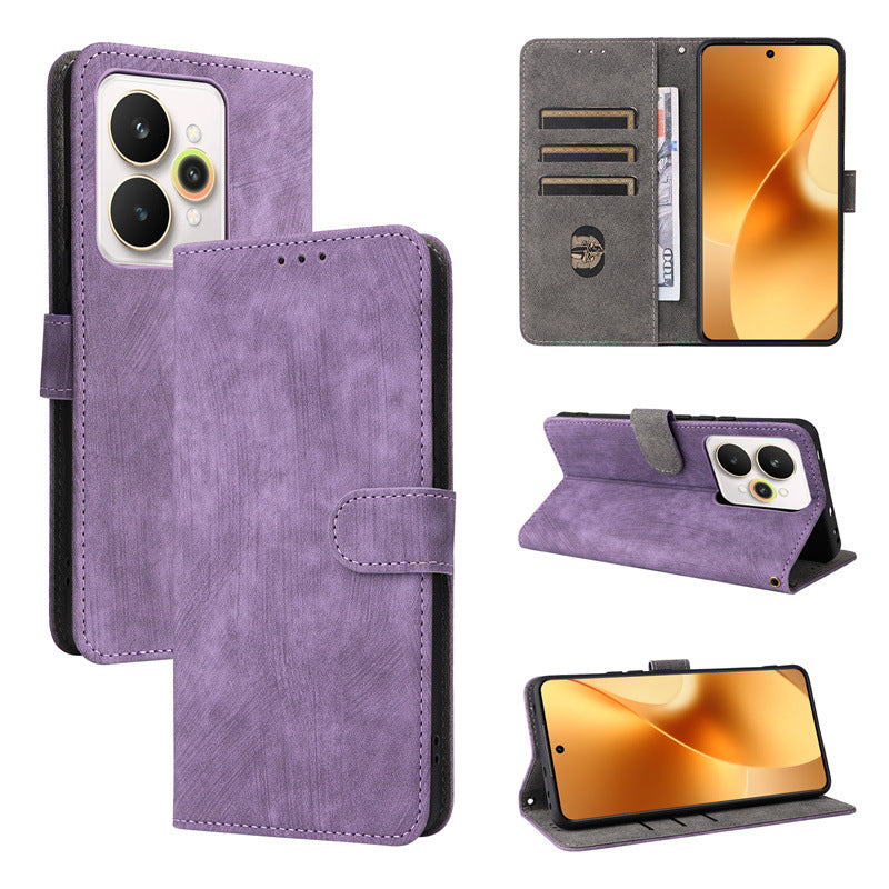 Flip Cover for Realme 15 PU Leather Phone Case [RFID Blocking] With Hand Strap