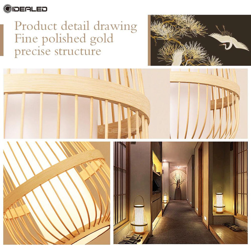 Handmade LED Table Lamp Desk Bamboo Weaving Night Study