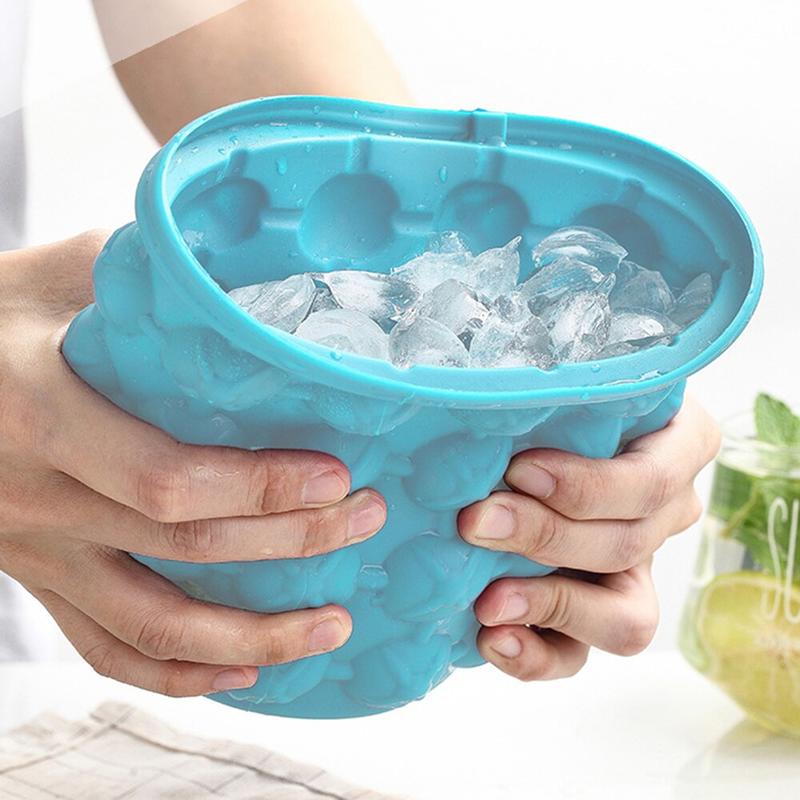 1000ml Silicone Ice Cube with Lid Ice Bucket