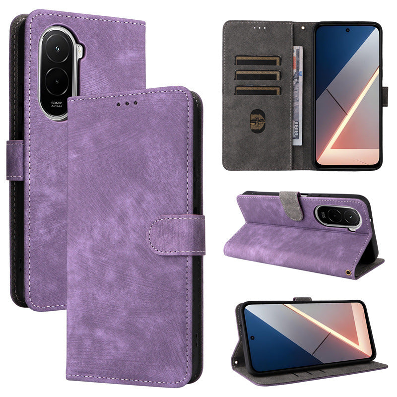 Flip Cover for Xiaomi Poco M7 Plus PU Leather Phone Case [RFID Blocking] With Hand Strap