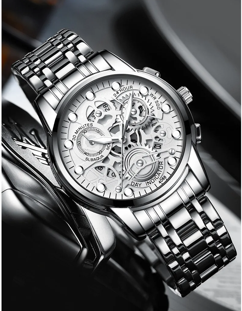 Hollow Out Trendy Quartz Wristwatch Stainless Steel Waterproof