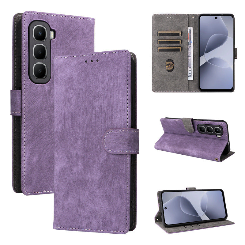 Flip Cover for Infinix Hot 60i 4G PU Leather Phone Case [RFID Blocking] With Hand Strap