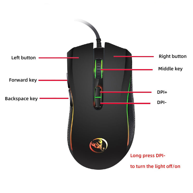 Wired USB Mouse 4-level resolution adjustment wired gaming mouse
