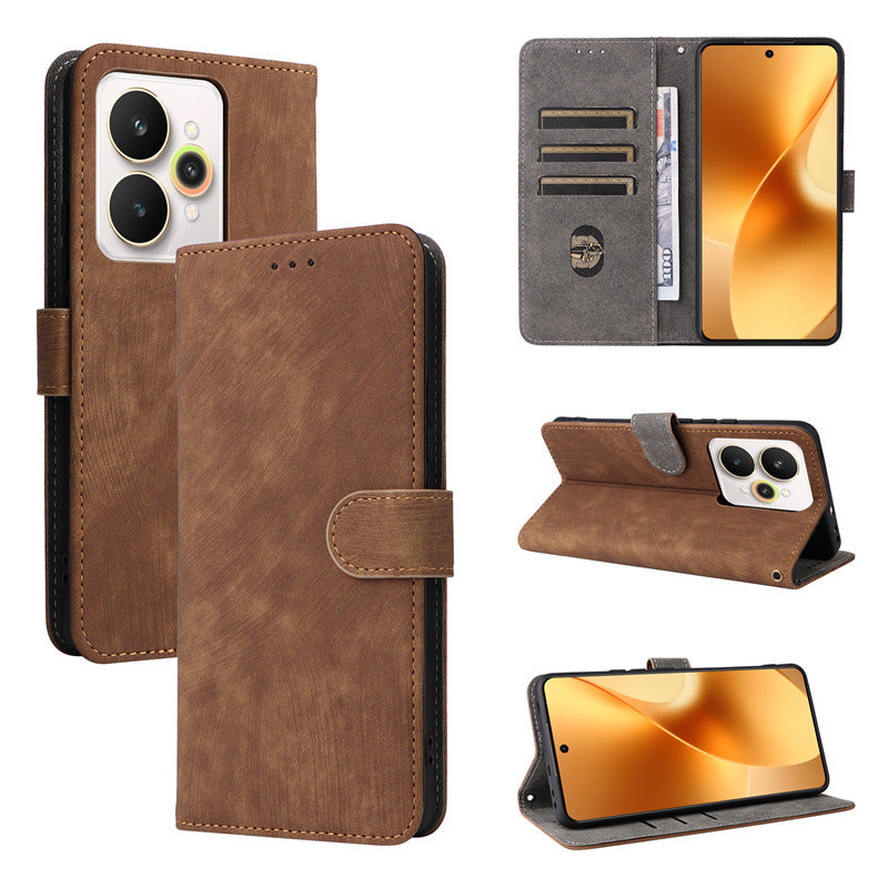 Flip Cover for Realme 15 Pro PU Leather Phone Case [RFID Blocking] With Hand Strap