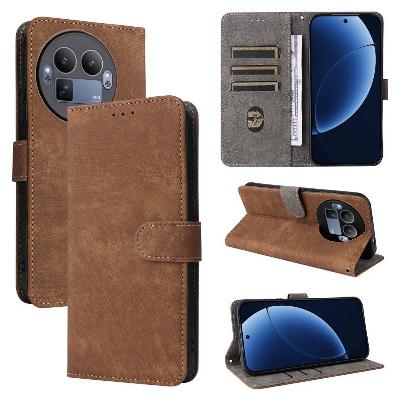 Flip Cover for Realme GT 8 Pro PU Leather Phone Case [RFID Blocking] With Hand Strap