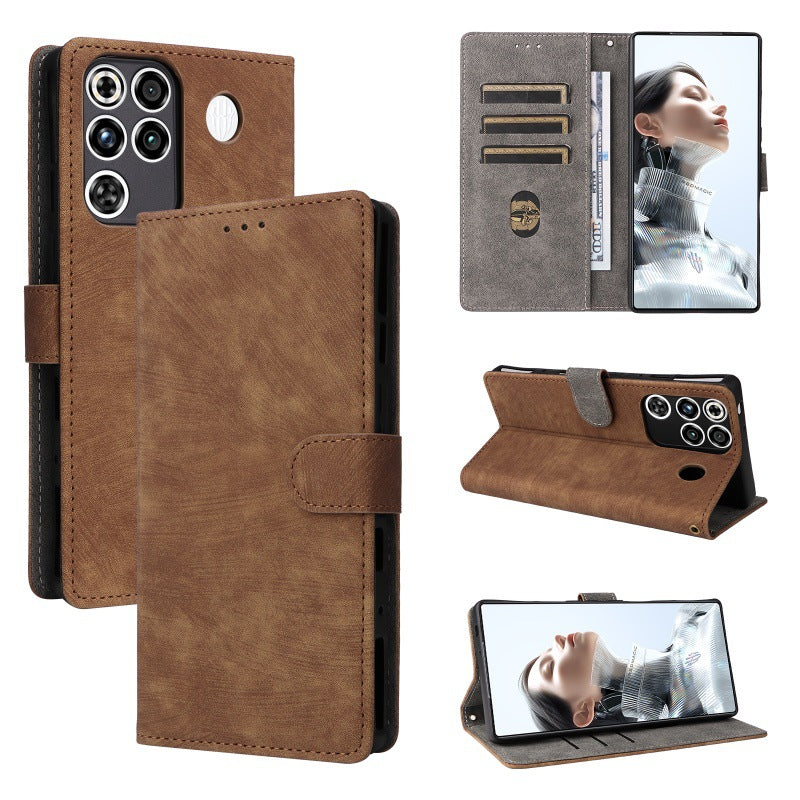Flip Cover for ZTE nubia RedMagic 11 Pro PU Leather Phone Case [RFID Blocking] With Hand Strap
