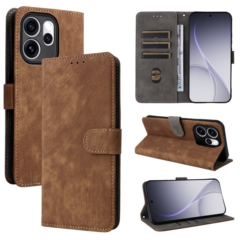 Flip Cover for Oppo Reno15 Pro PU Leather Phone Case [RFID Blocking] With Hand Strap
