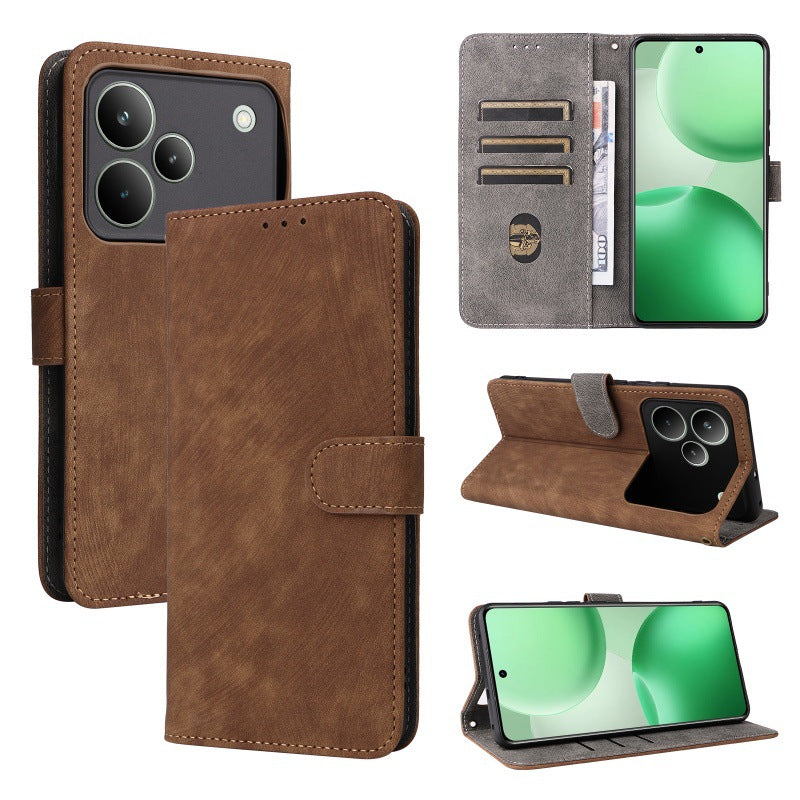 Flip Cover for Realme P4 PU Leather Phone Case [RFID Blocking] With Hand Strap