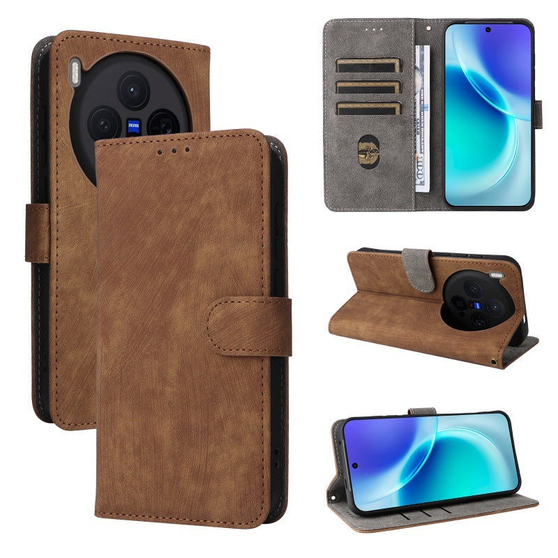 Flip Cover for Vivo X300 PU Leather Phone Case [RFID Blocking] With Hand Strap