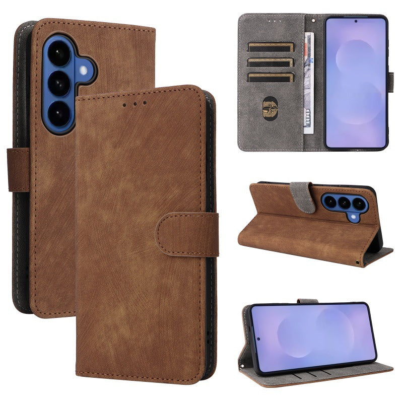 Flip Cover for Samsung Galaxy S26 Plus PU Leather Phone Case [RFID Blocking] With Hand Strap