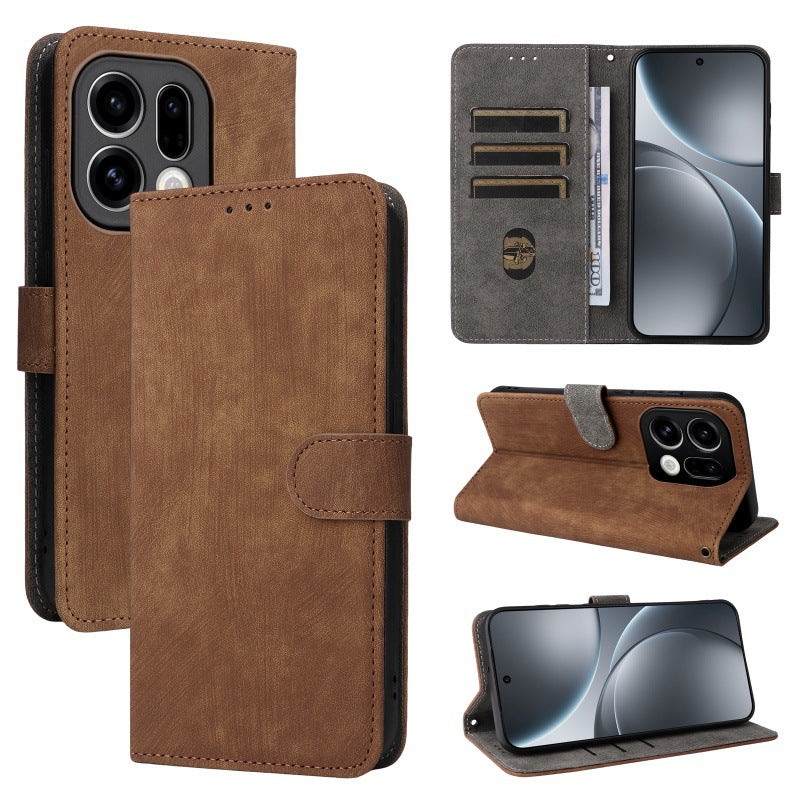 Flip Cover for Oppo Find X9 Pro PU Leather Phone Case [RFID Blocking] With Hand Strap