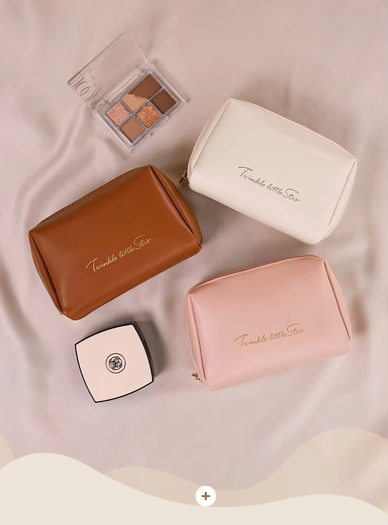Travel Portable Water Resistant PU Leather Toiletry Bag Small Zipper Cosmetic Makeup Pouch for Woman Girls