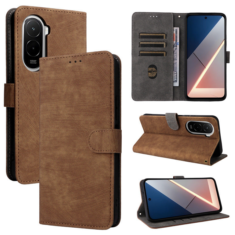 Flip Cover for Xiaomi Poco M7 Plus PU Leather Phone Case [RFID Blocking] With Hand Strap