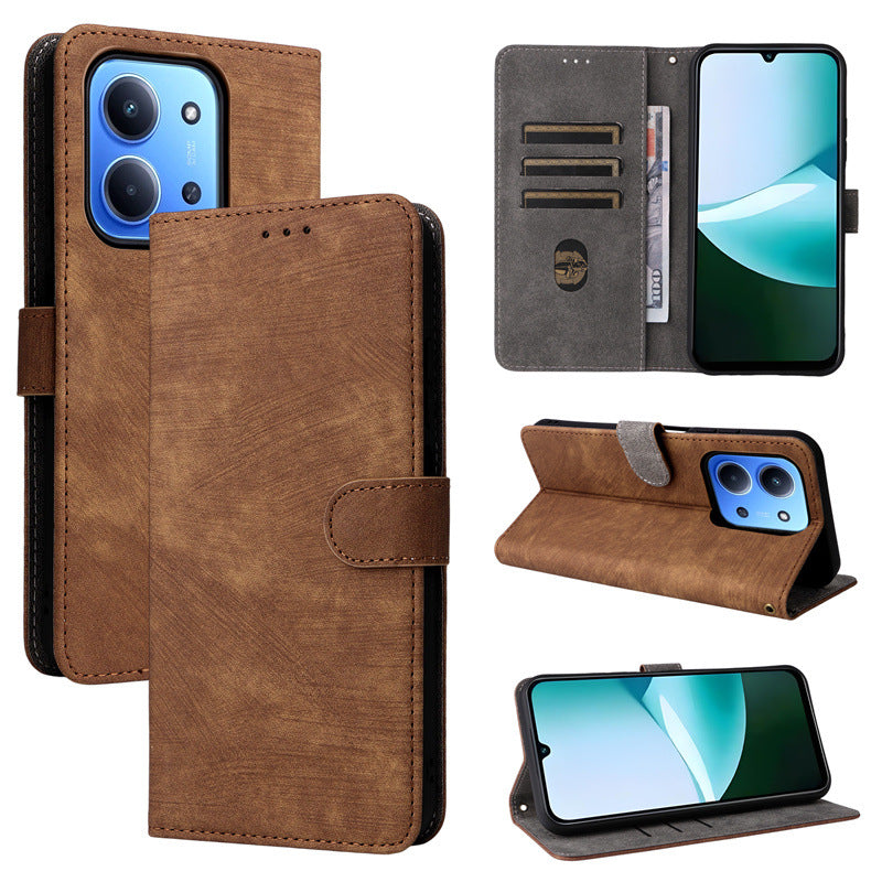 Flip Cover for Xiaomi Poco C85 4G PU Leather Phone Case [RFID Blocking] With Hand Strap