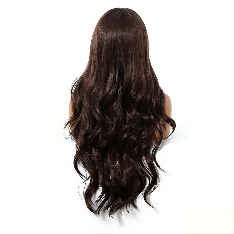 Woman Wig Center-Parted Long Curly Hair with Large Waves Full-Head Wig