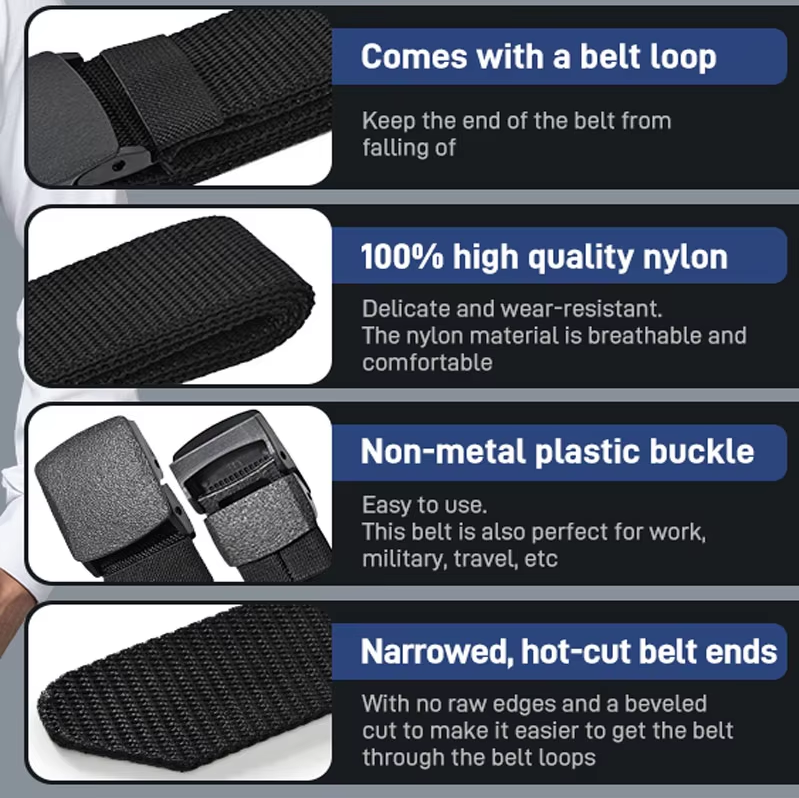 IPSTYLE Nylon Canvas Belt Quick-Release Lock Automatic Buckle Belt
