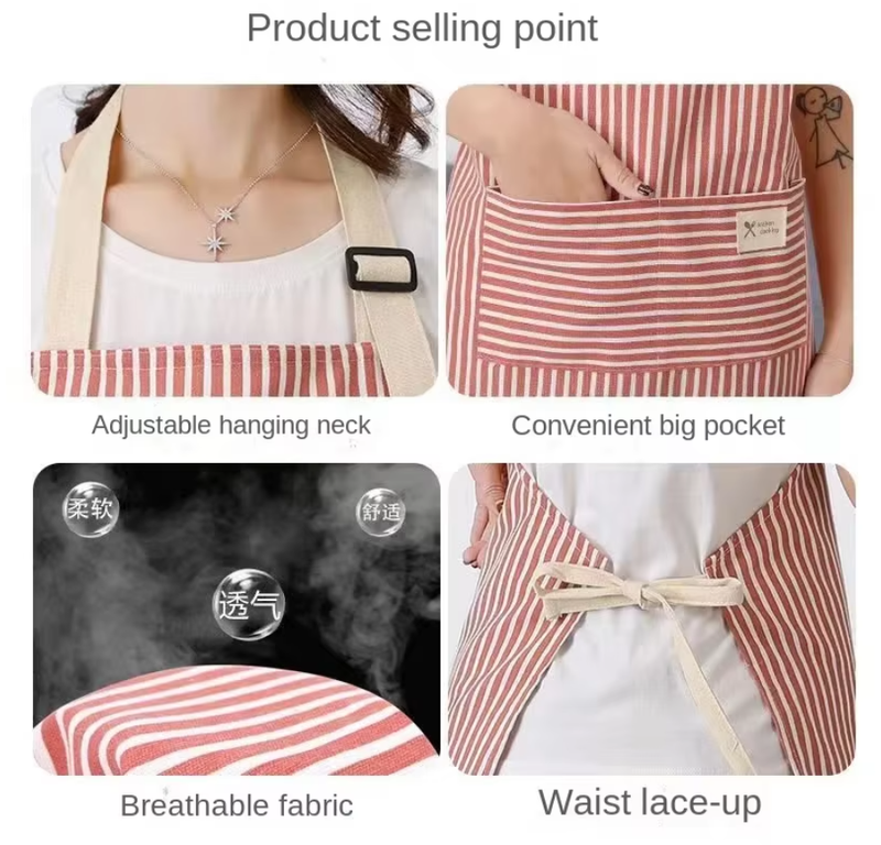 Breathable Hanging Neck Apron Restaurant Special Cotton Kitchen Apron
