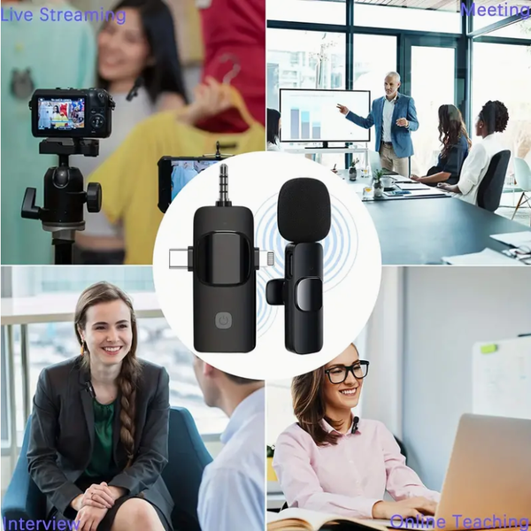 3 in 1 Wireless Lavalier Microphones Noise Canceling Mic