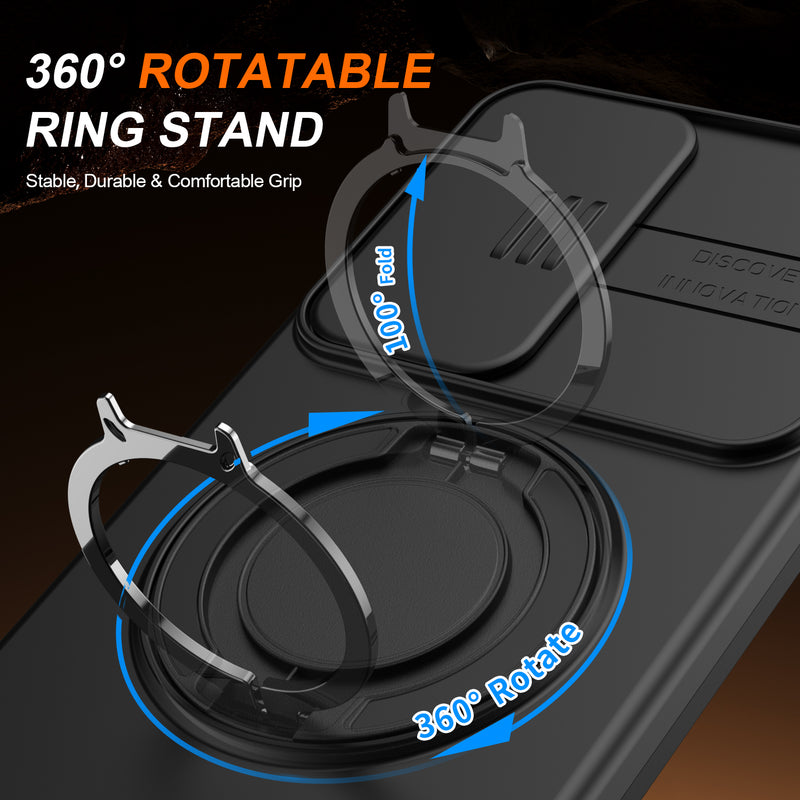 Slide Window Lens Protection Magnetic Ring Bracket Case For Samsung Galaxy A36 Armor case