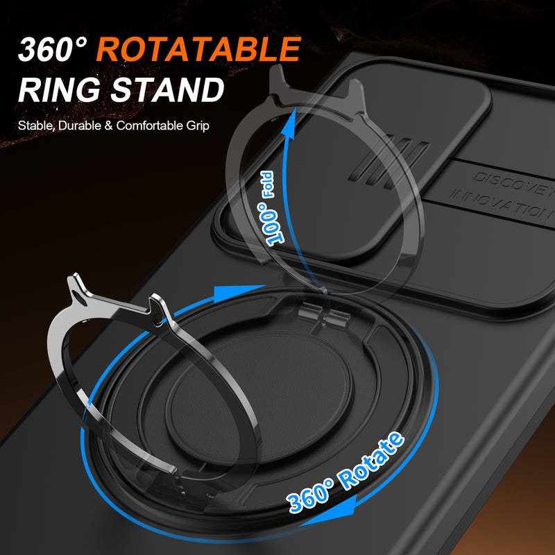 360 Ring Kickstand Hybrid Armor Case Compatible for Samsung Galaxy S26 S25 S24 Ultra S23 Slid Camera Lens Protect