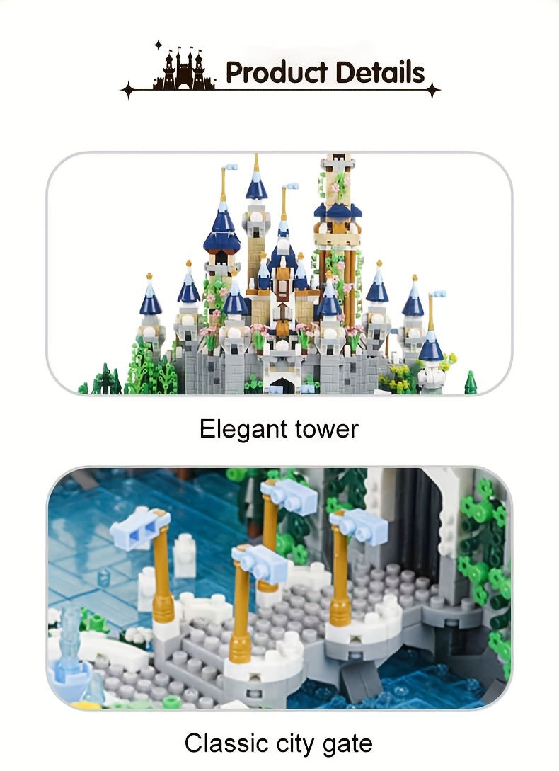 3600Pcs Fairy Tale Castle Building Blocks Set, Micro Diamond Bricks Model Kit, DIY Creative Toys for Kids Adults, Home Decor Display Gift