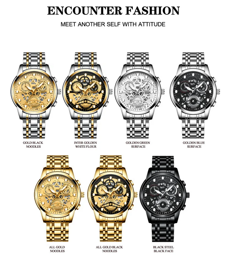 Hollow Out Trendy Quartz Wristwatch Stainless Steel Waterproof